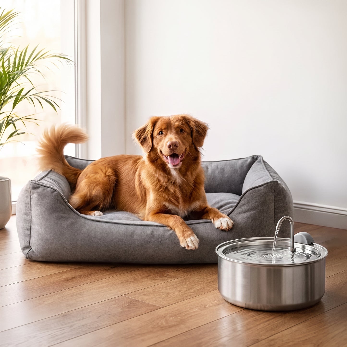 Merrow Fuente de Agua de Acero Inoxidable para Perros
