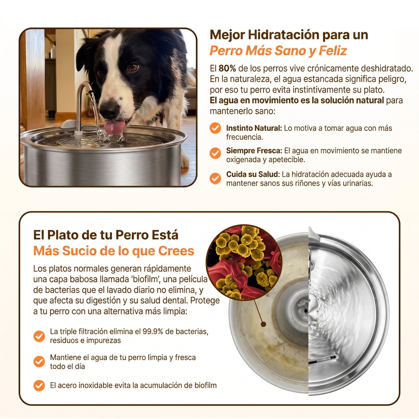 Merrow Fuente de Agua de Acero Inoxidable para Perros